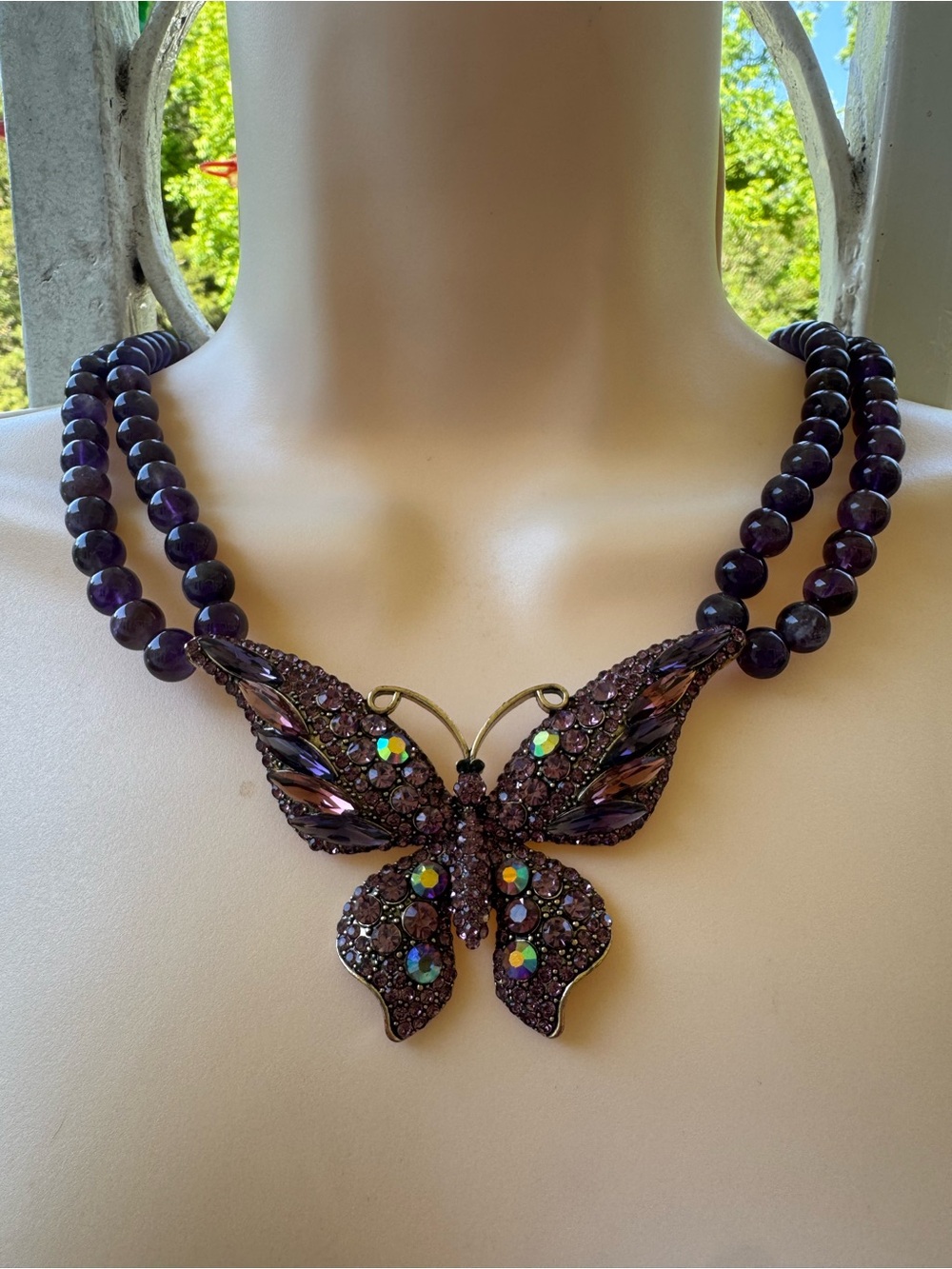 eye candy Purple Butterfly Crystal Pendant Necklace - Picture 2 of 6